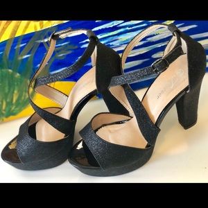 Formal Black Glitter Heels Pumps - 8.5